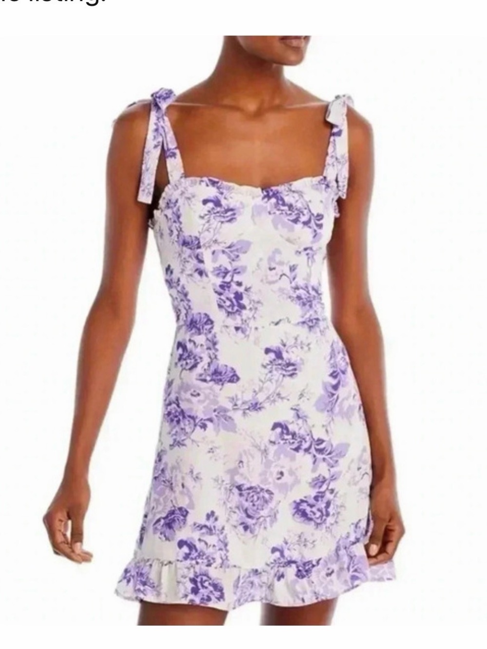 Aqua Floral Tie-Shoulder Mini Dress in Lavender